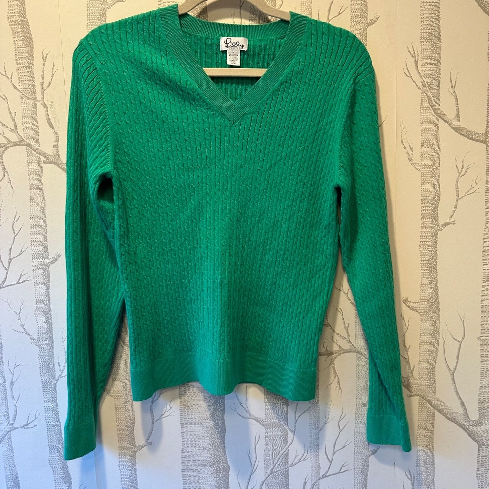 Lilly Pulitzer Green Cable Sweater Size Large